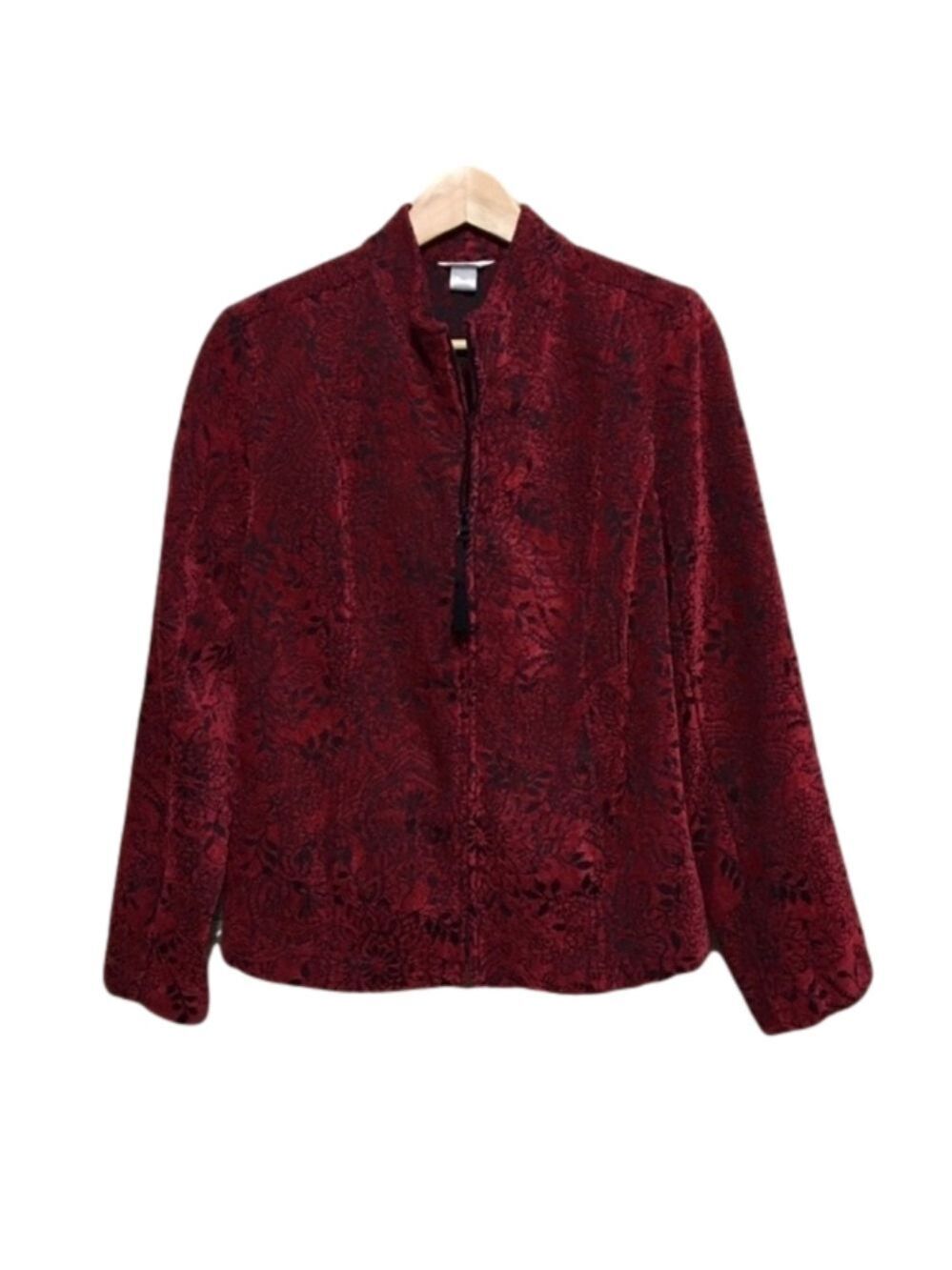 Vintage Christopher & Banks Jacquard Zip Blazer Jacket Size Medium